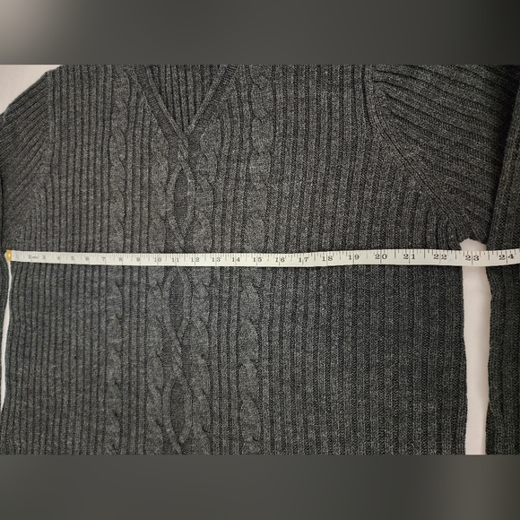 Karen Scott Sport V Neck Cabled Ribbed Sweater Women XL Gray - Picture 9 of 11